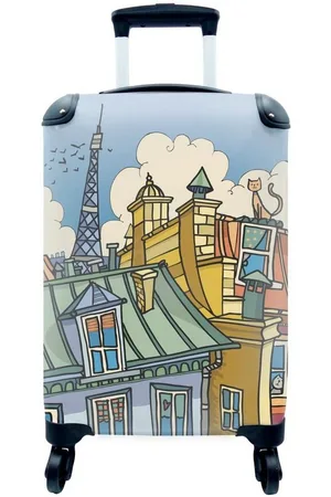 MuchoWow Handgepäckkoffer Paris - Haus - Eiffelturm, 4 Rollen, Reisetasche mit rollen, Handgepäck für Ferien, Trolley, Reisekoffer - Verkäufer: GmbH