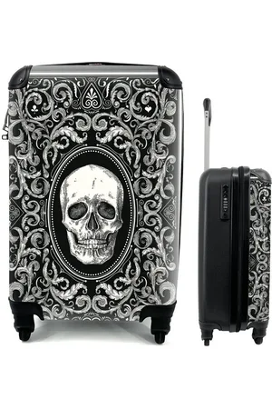 MuchoWow Handgepäckkoffer Eine Spielkartenillustration mit einem Totenkopf, 4 Rollen, Reisetasche mit rollen, Handgepäck für Ferien, Trolley, Reisekoffer - Verkäufer: GmbH