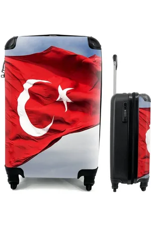 MuchoWow Handgepäckkoffer Eine türkische Flagge im Wind, 4 Rollen, Reisetasche mit rollen, Handgepäck für Ferien, Trolley, Reisekoffer - Verkäufer: GmbH