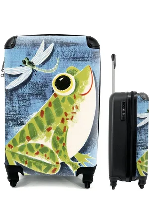 MuchoWow Handgepäckkoffer Frosch - Libelle - Blau, 4 Rollen, Reisetasche mit rollen, Handgepäck für Ferien, Trolley, Reisekoffer - Verkäufer: GmbH