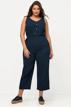 Ulla Popken Funktionshose Jumpsuit 7/8-Länge Musselin V-Ausschnitt ärmellos - Verkäufer: Popken Fashion Group