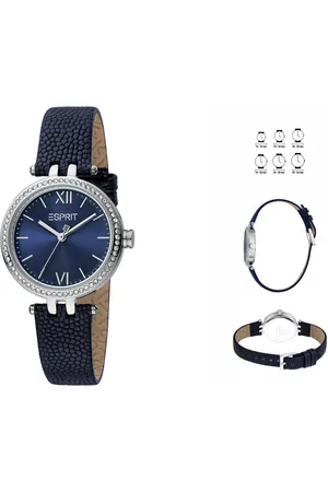 ESPRIT Quarzuhr Armbanduhr Damenuhr ES1L327L0015 Analog Dunkelblau Leder - Verkäufer: woolloom
