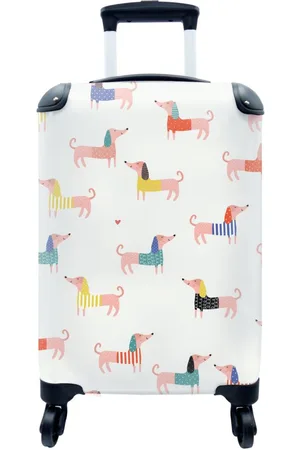 MuchoWow Handgepäckkoffer Hund Illustration mit Dackel vor weißem Hintergrund, 4 Rollen, Reisetasche mit rollen, Handgepäck für Ferien, Trolley, Reisekoffer - Verkäufer: GmbH