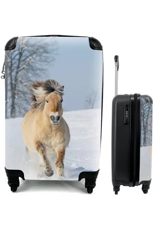 MuchoWow Handgepäckkoffer Laufendes Fjordpferd im Schnee, 4 Rollen, Reisetasche mit rollen, Handgepäck für Ferien, Trolley, Reisekoffer - Verkäufer: GmbH