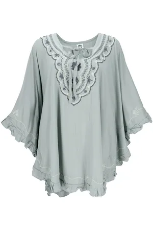 GURU-SHOP Longbluse Bestickter Hippie Poncho, Tunika, Kaftan,.. alternative Bekleidung - Verkäufer: