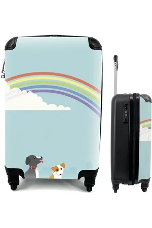 MuchoWow Handgepäckkoffer Eine Illustration von zwei Hunden unter einem Regenbogen, 4 Rollen, Reisetasche mit rollen, Handgepäck für Ferien, Trolley, Reisekoffer - Verkäufer: GmbH