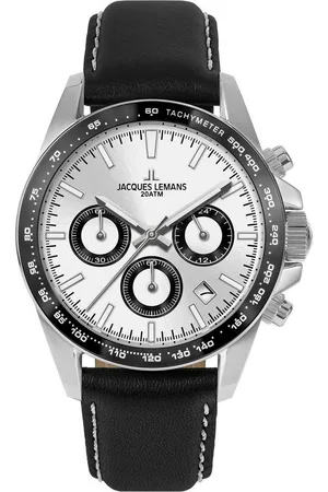 Jacques Lemans Chronograph Liverpool, 1-1877B, Quarzuhr, Armbanduhr, Herrenuhr, Lederarmband, Datum