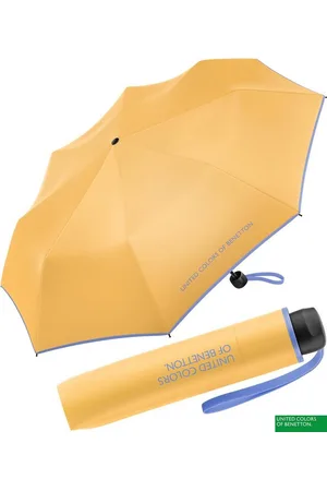 Benetton Taschenregenschirm Super Mini HW 2022 - golden cream, leuchtende Modefarben mit kontrastreichem Saum - Verkäufer: RS-Versand