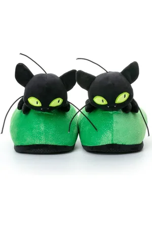 corimori Miraculous Ladybug Plüsch-Hausschuhe Kwami Plagg und Tikki für Erwach Plüsch Hausschuhe (Packung) EU Einheitsgröße 34-44, Kwami Plagg für Kinder und Erwachsene - Verkäufer: (DHL Schnellversand)