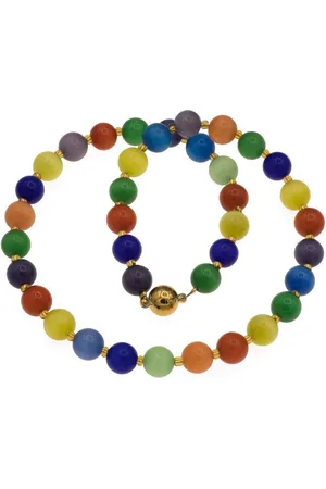Bella Carina Perlenkette Kette mit Katzenauge Glas Perlen bunt 10 mm Magnetverschluss, Juweliersdraht - Verkäufer: