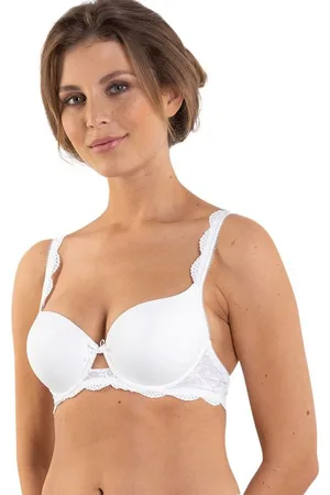 Vivisence 1033 Damen Bügel BH Minimizer Spitze gepolstert Unterwäsche Dirndl -BH, Weiß Weiß, Wäsche