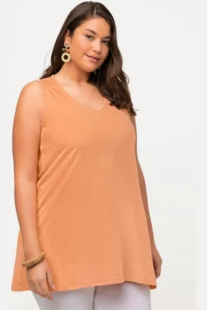 Ulla Popken Longshirt Longtop Naturfärbung A-Linie V-Ausschnitt ärmellos - Verkäufer: Popken Fashion Group