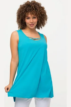 Ulla Popken Longtop Longtop Zierbänder A-Linie Rundhals ärmellos - Verkäufer: Popken Fashion Group