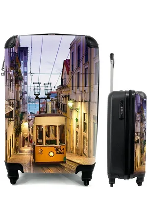 MuchoWow Handgepäckkoffer Die Seilbahn einer Straßenbahn in Lissabon bei Nacht, 4 Rollen, Reisetasche mit rollen, Handgepäck für Ferien, Trolley, Reisekoffer - Verkäufer: GmbH