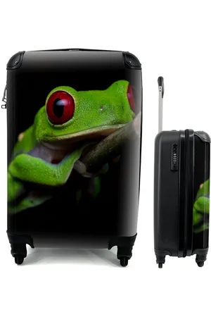 MuchoWow Handgepäckkoffer Rotäugiger Quecksilberfrosch auf schwarzem Hintergrund, 4 Rollen, Reisetasche mit rollen, Handgepäck für Ferien, Trolley, Reisekoffer - Verkäufer: GmbH