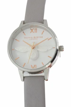 Olivia Burton Quarzuhr OB16AM163 Bee Midi Dial Grey Lilac Rose Gold & Silver - Verkäufer: Uhren-Riegg
