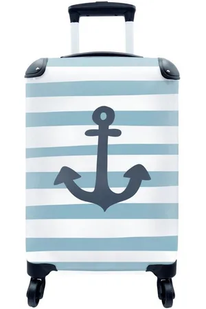 MuchoWow Handgepäckkoffer Anker - Illustration - Streifen - Kinder - Kind, 4 Rollen, Reisetasche mit rollen, Handgepäck für Ferien, Trolley, Reisekoffer - Verkäufer: GmbH