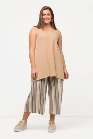 Ulla Popken Longshirt Longtop Naturfärbung A-Linie V-Ausschnitt ärmellos - Verkäufer: Popken Fashion Group
