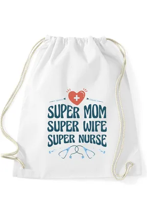 Youth Designz Turnbeutel "Super Mom, Super Wife, Super Nurse" Baumwoll Tasche Turnbeutel, mit trendigem Frontprint - Verkäufer: EmDa Trading GmbH