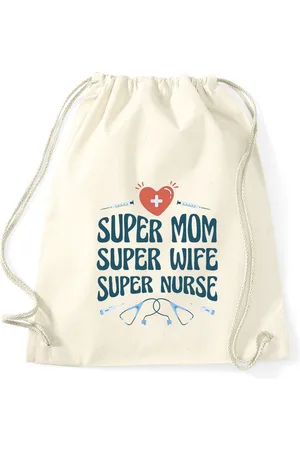 Youth Designz Turnbeutel "Super Mom, Super Wife, Super Nurse" Baumwoll Tasche Turnbeutel, mit trendigem Frontprint - Verkäufer: EmDa Trading GmbH