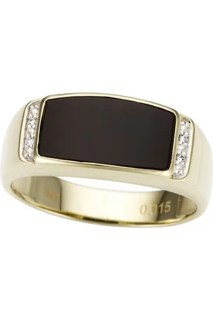Firetti Fingerring Schmuck Geschenk Gold 333 Herrenring Goldring Edelstein Farbstein Onyx, mit Onyx - mit Brillanten