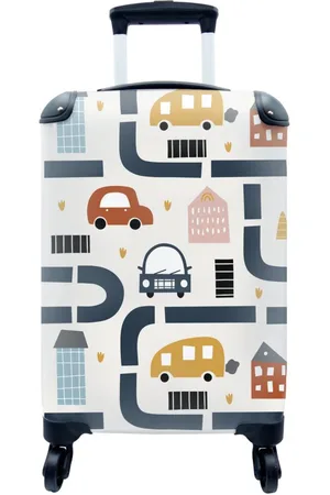 MuchoWow Handgepäckkoffer Design - Jungen - Auto - Kinder, 4 Rollen, Reisetasche mit rollen, Handgepäck für Ferien, Trolley, Reisekoffer - Verkäufer: GmbH