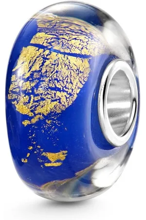 Materia Bead Glasperle Blau mit Goldfolie 260, Hülse aus 925 Sterling Silber - Verkäufer: Schmuck
