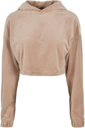 Urban classics Kapuzenpullover Damen Ladies Cropped Velvet Oversized Hoody (1-tlg)