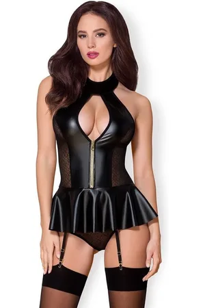 Obsessive Corsage Wetlook Corsage mit Strumpfhalter - (2-tlg) verführerisches Korsett mit Slip - Verkäufer: Sandritas