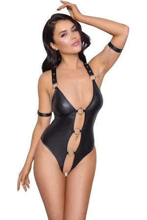 Cottelli Collection Body Wetlook Body mit offenem Schritt - (1-tlg) tiefer Ausschnitt - Verkäufer: Sandritas