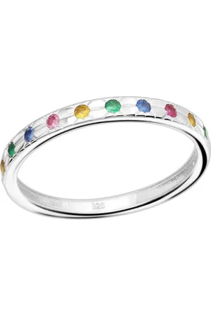 Bungsa Fingerring Ring farbige Kristalle aus 925 Silber Damen (Ring) - Verkäufer: