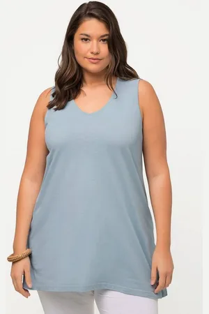 Ulla Popken Longshirt Longtop Naturfärbung A-Linie V-Ausschnitt ärmellos - Verkäufer: Popken Fashion Group