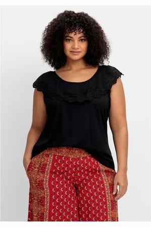 Joe Browns T-Shirt Große Größen mit Lochstickerei und Carmen-Ausschnitt