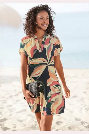 QS by s.Oliver Blusenkleid mit Volant am Rock, kurzes Sommerkleid, Strandkleid