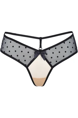 Axami String String gepunktet schwarz beige transparent Thong Tanga (einzel, 1-St) - Verkäufer: Andalous Dessous