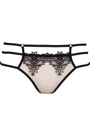Axami String String in schwarz-beige mit Spitze Tanga mit Blumenmuster (einzel, 1-St) - Verkäufer: Andalous Dessous