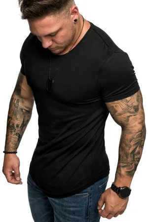 amaci T-Shirt TACOMA Basic T-Shirt mit Rundhalsausschnitt Herren Einfarbig Vintage Rundhalsausschnitt Basic Crew Neck Shirt - Verkäufer: