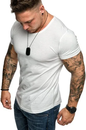 amaci T-Shirt TACOMA Basic T-Shirt mit Rundhalsausschnitt Herren Einfarbig Vintage Rundhalsausschnitt Basic Crew Neck Shirt - Verkäufer: