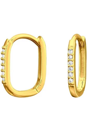 ALEXANDER YORK Paar Creolen HUGGIES oval mit Zirkonia in Gold, 2-tlg., 925 Sterling Silber - Verkäufer:
