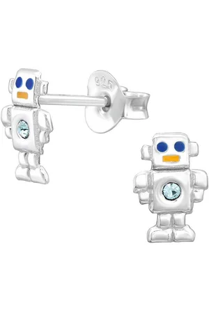 ALEXANDER YORK Paar Ohrstecker ROBOTER Kristall aqua, 2-tlg., 925 Sterling Silber - Verkäufer: