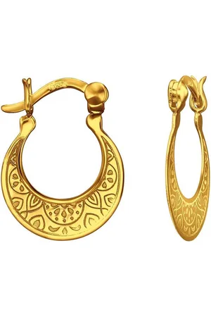 ALEXANDER YORK Paar Creolen GEMUSTERT FRENCH LOCK in Gold, 2-tlg., 925 Sterling Silber - Verkäufer: