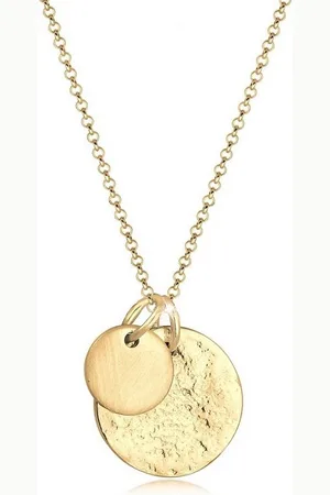 Elli Kette mit Anhänger Plättchen Münzen Organic Look 925 Silber