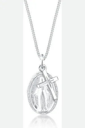 Elli Kette mit Anhänger Kreuz Marienbild Glaube Religion 925 Silber