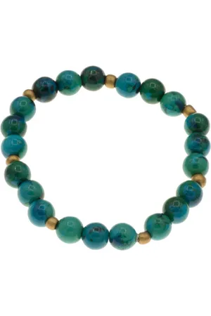 Bella Carina Perlenarmband Armband mit Chrysokoll Edelstein Perlen und goldfarbenen Perlen, mit kleinen goldfarbenen Glasperlen - Verkäufer: