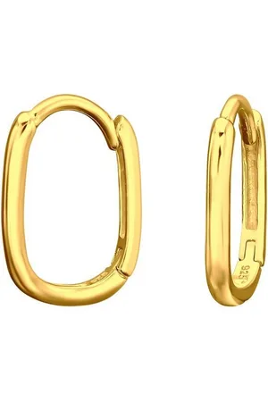 ALEXANDER YORK Paar Creolen HUGGIES oval in Gold, 2-tlg., 925 Sterling Silber - Verkäufer: