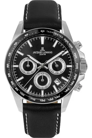 Jacques Lemans Chronograph Liverpool, 1-1877A, Quarzuhr, Armbanduhr, Herrenuhr, Lederarmband, Datum