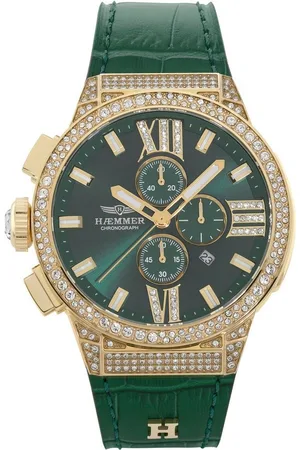 Hämmer Chronograph EMINENT GREACY, E-035, Quarzuhr, Damenuhr, Datum, Stoppfunktion, Saphirglas, Lederarmband