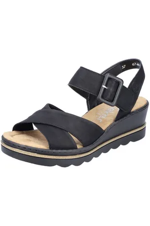 Rieker Keilsandalette, Sommerschuh, Sandale, Keilabsatz, mit gekreuzten Bandagen