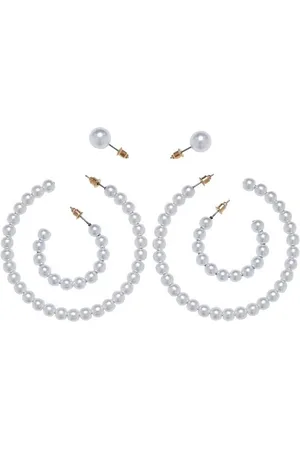 Urban classics Schmuckset Unisex Pearl Hoop Earring 3-Pack (1-tlg)