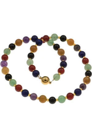 Bella Carina Perlenkette Kette mit Edelstein Perlen Amethyst Jade Onyx Lapislazuli Aventurin, Onyx. Aventurin, Karneol, Amethyst und Jade - Verkäufer: